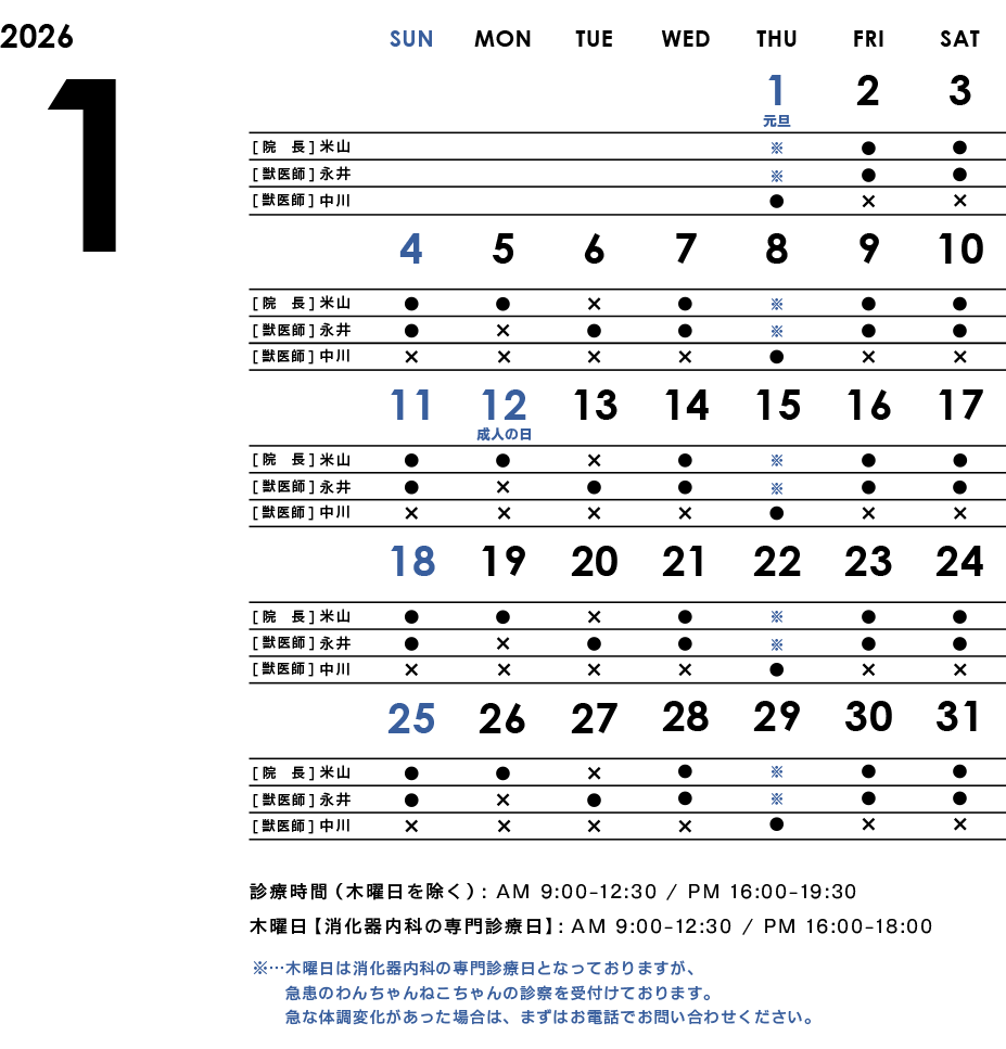2026年1月シフト