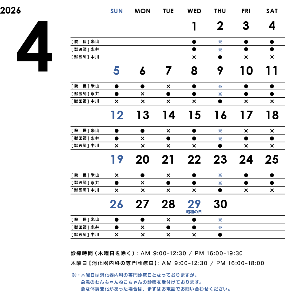 2026年4月シフト